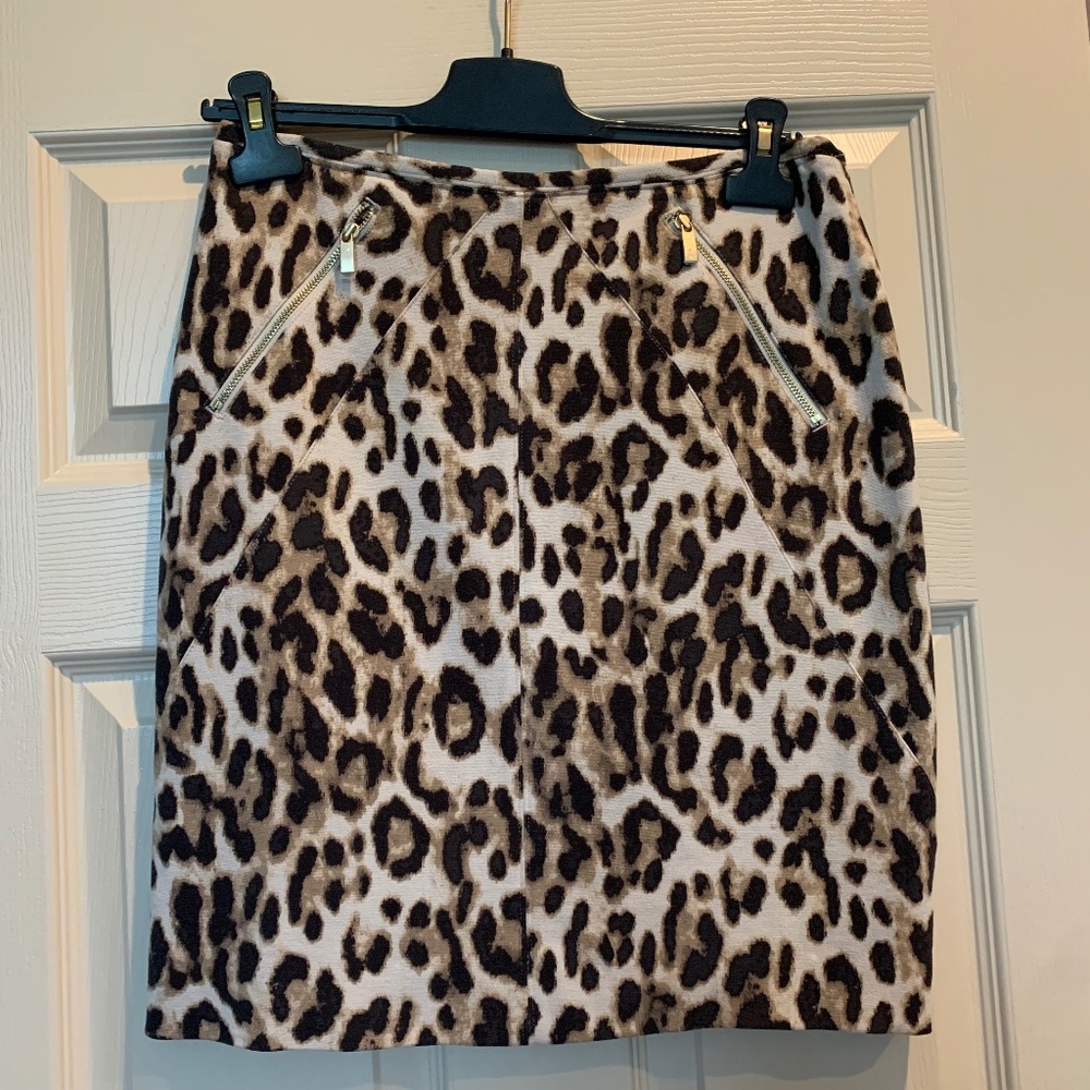 Black Label by Chico’s Brown/Tan Leopard Skirt sz 1